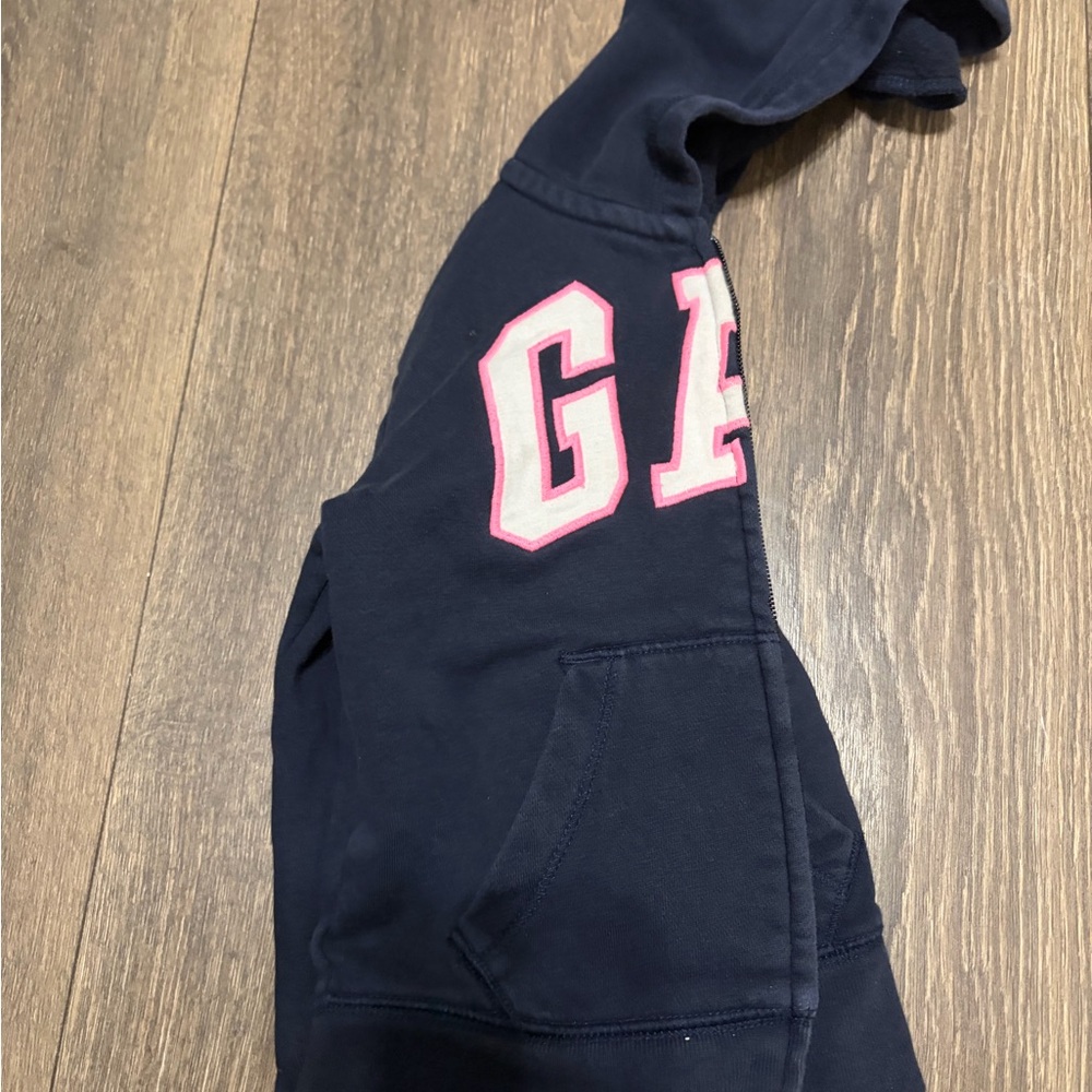 GAP Navy Pullover Hoodie with Pink-Outlined White Letters